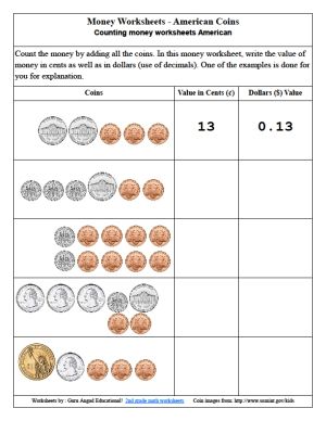 Printable Simple Money Math Worksheets