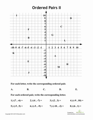Four Quadrant Ordered Pairs Worksheet Answers
