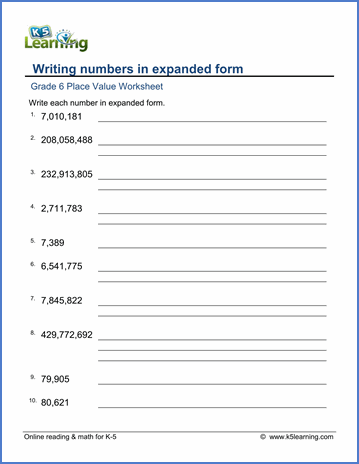 4th Grade 3rd Grade Expanded Notation Worksheets