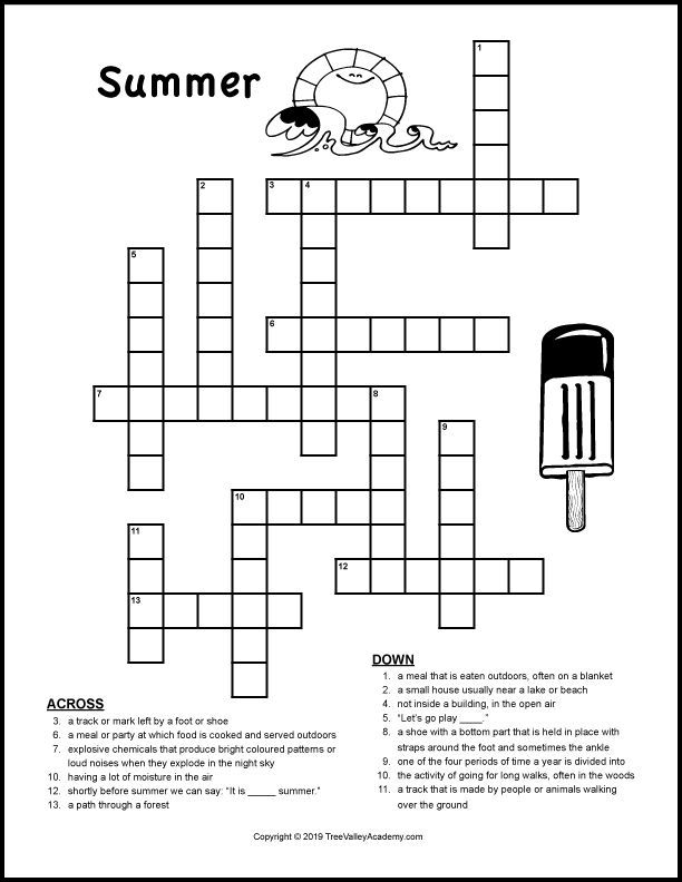 Crossword Puzzle Worksheets For Grade 2