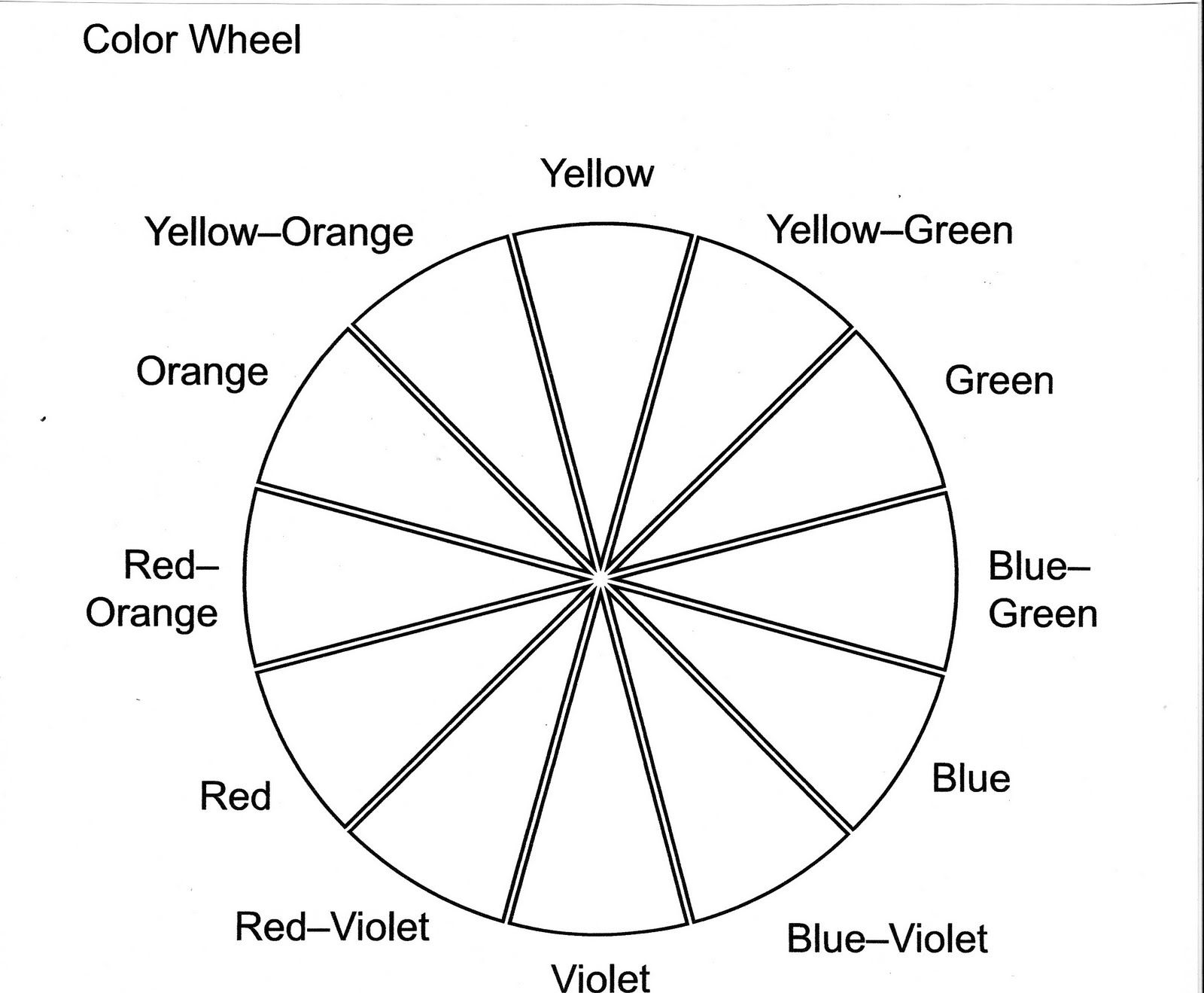 Color Wheel Worksheet Printable Complementary color wheel, Color
