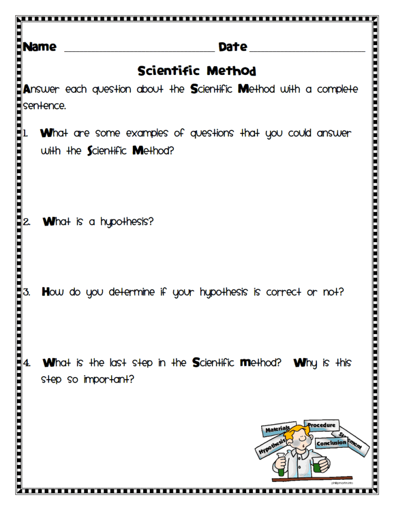 2nd Grade Scientific Method Worksheet Pdf For 3rd Grade