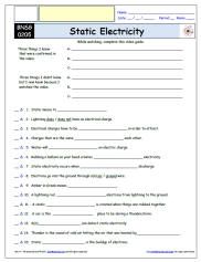 Static Electricity Worksheet Pdf Answers