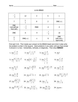 Pre Ap Calculus Worksheets