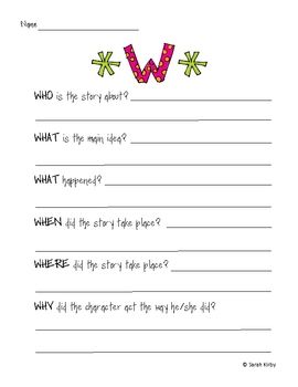 Printable 5 W's Reading Comprehension Worksheet
