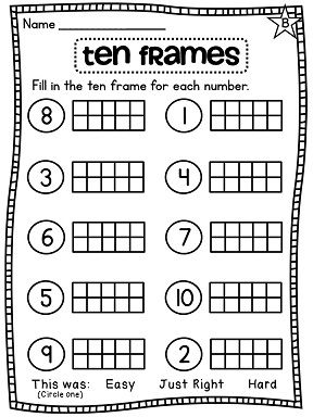 Printable Ten Frame Activities For Kindergarten