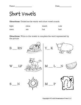 Short Vowel A Worksheets Pdf