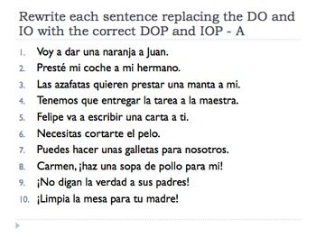 Indirect Object Pronouns Spanish Practice Worksheet Pdf