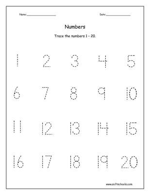Free Printable Number Worksheets 1-20
