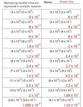 Scientific Notation Practice Problems Worksheet Answers