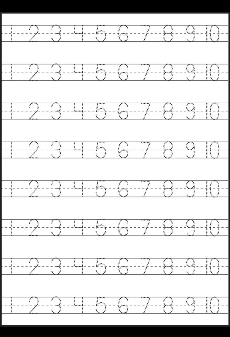 Printable Number Sheet 1-10
