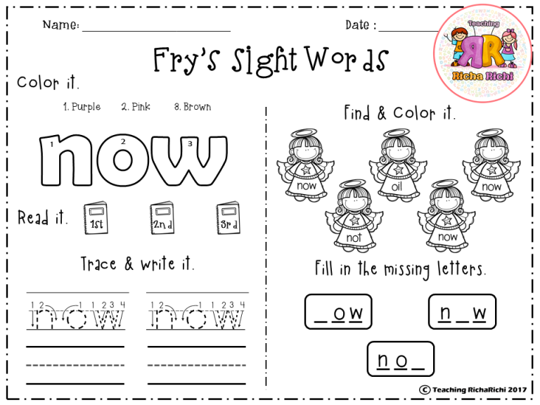 Printable Kindergarten Sight Words Worksheets Pdf Free