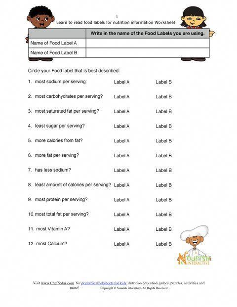 Printable Health Worksheets For Elementary