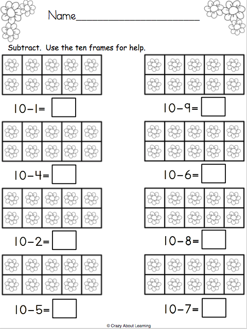Printable Ten Frame Math Worksheets