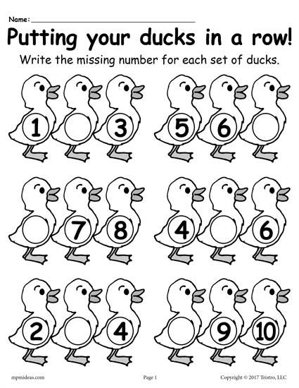 Free Missing Number Worksheets 1-20