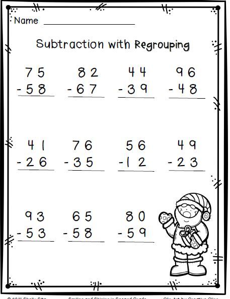 Math Worksheets Two Digit Subtraction With Regrouping