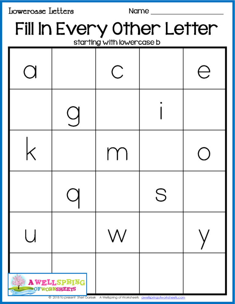 Alphabet Missing Letters Worksheets For Kindergarten