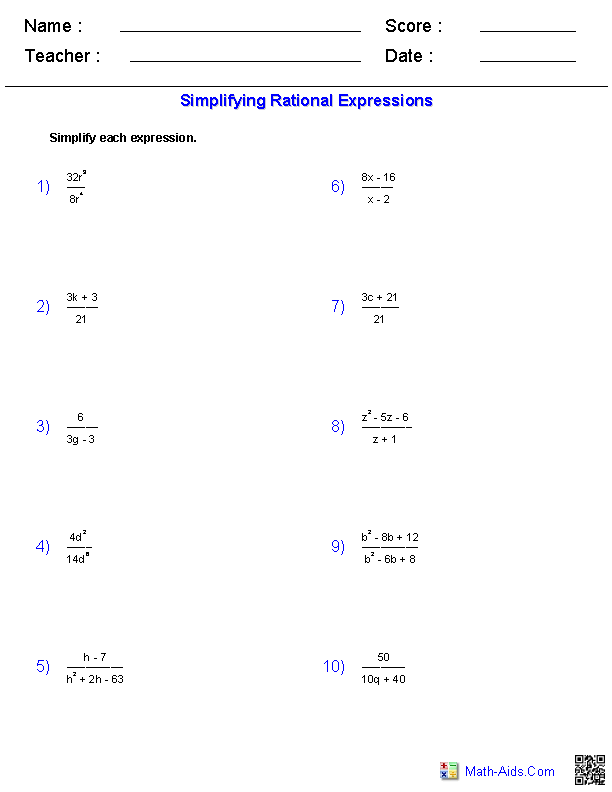 Solving Rational Equations And Inequalities Worksheet