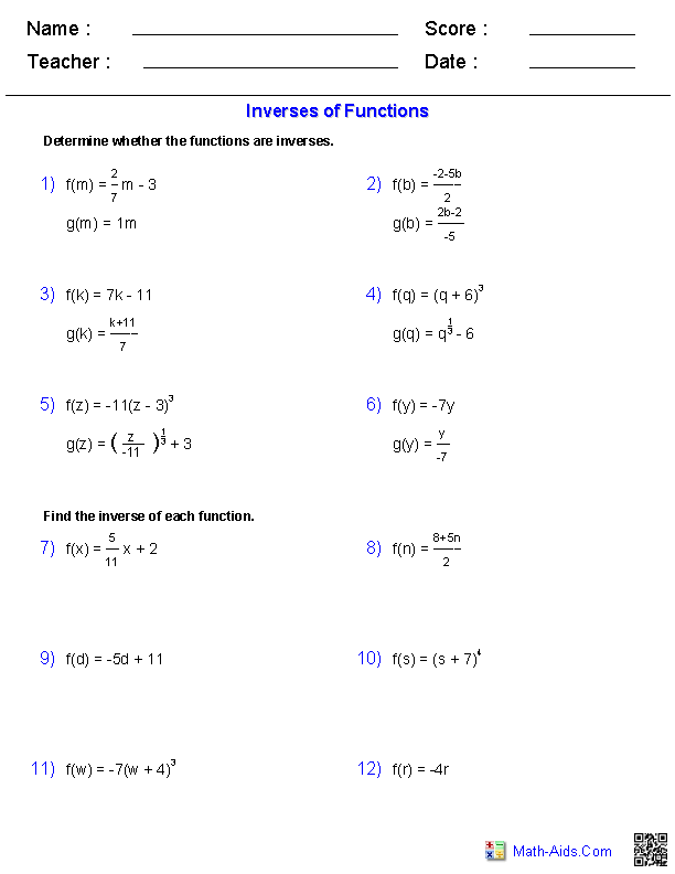 Inverse Trig Functions Practice Worksheet With Answers Pdf