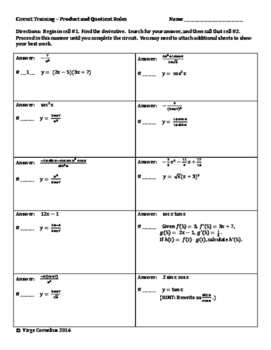 Derivative Problems Worksheet With Answers