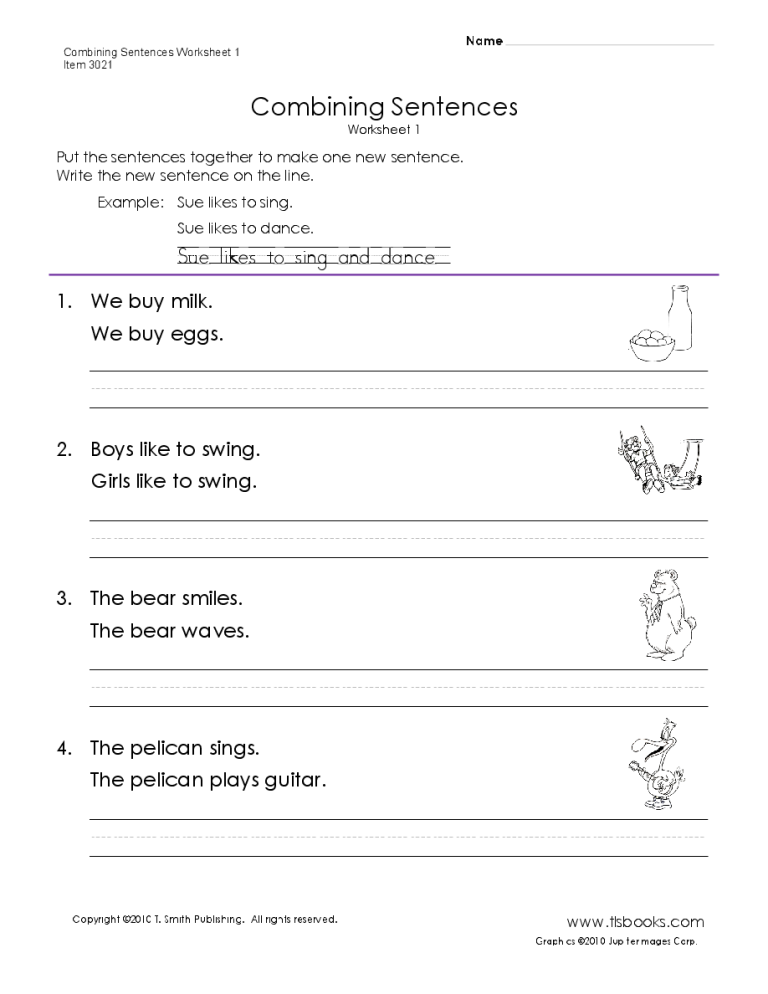 Simple Sentence Worksheets For Grade 4