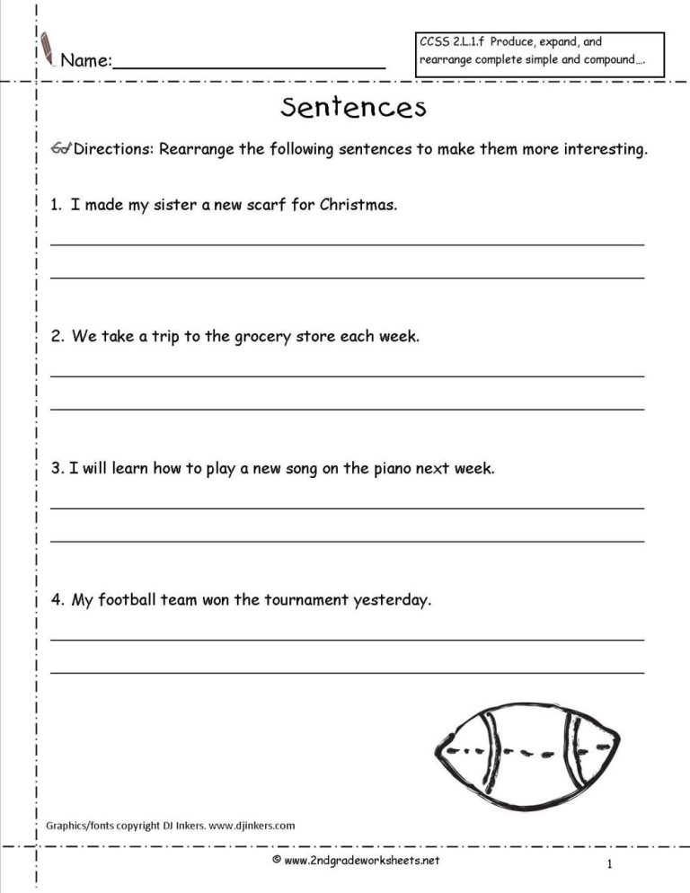 Simple Sentence Worksheets For Grade 3