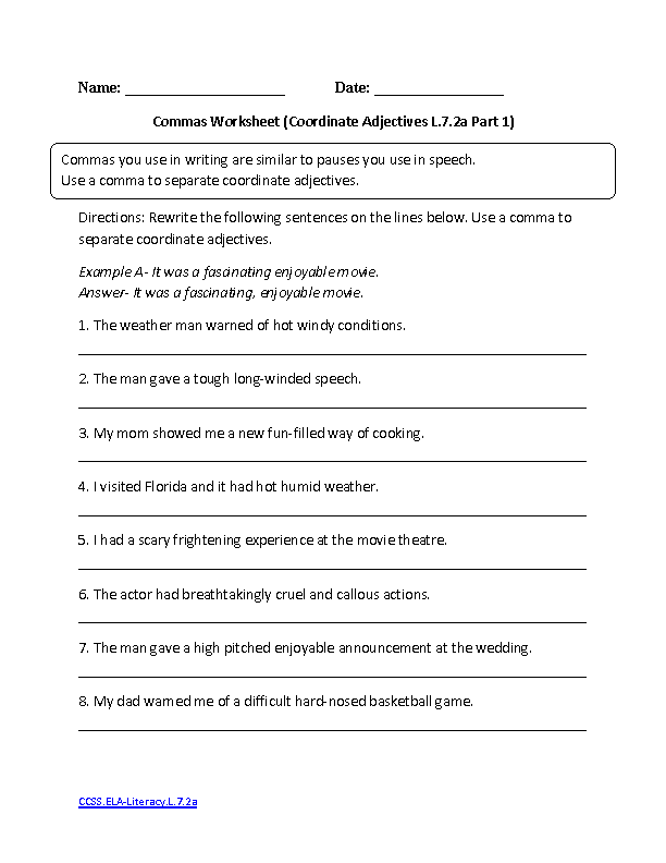 Seventh Grade 7th Grade English Worksheets Free Printable