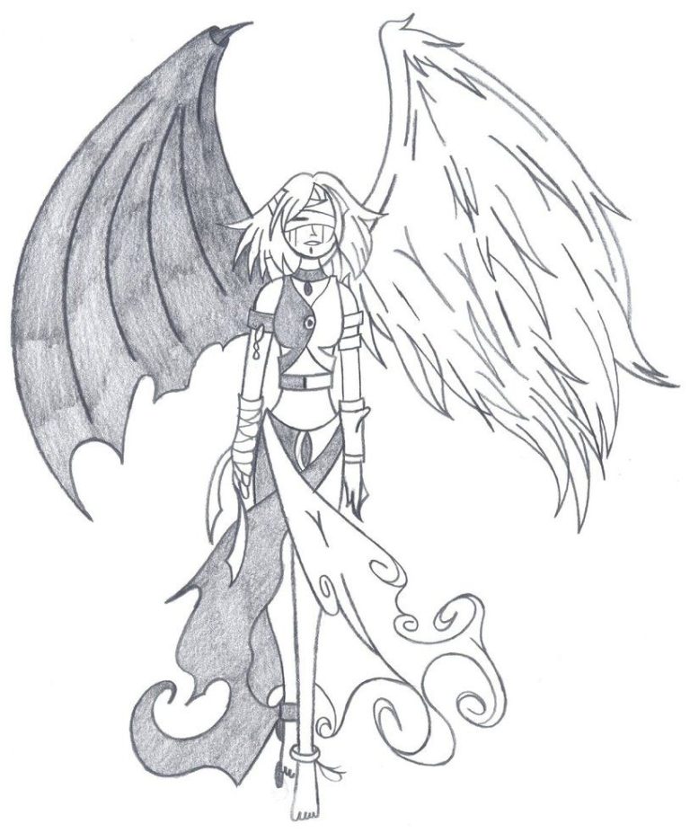 Anime Angel And Devil Coloring Pages