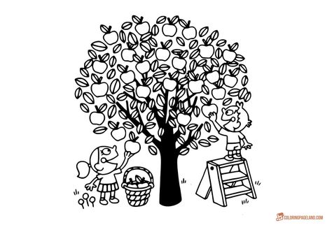 Apple Tree Coloring Page Free