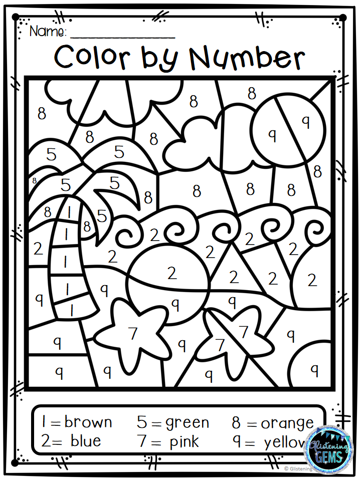 Summer Difficult Color By Number Printables
