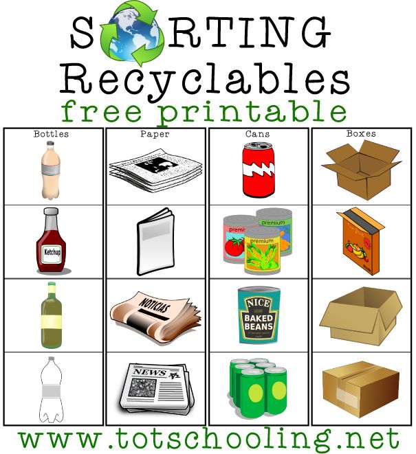 Free Recycling Worksheets For Kindergarten