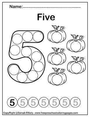 Number 5 Coloring Pages For Toddlers