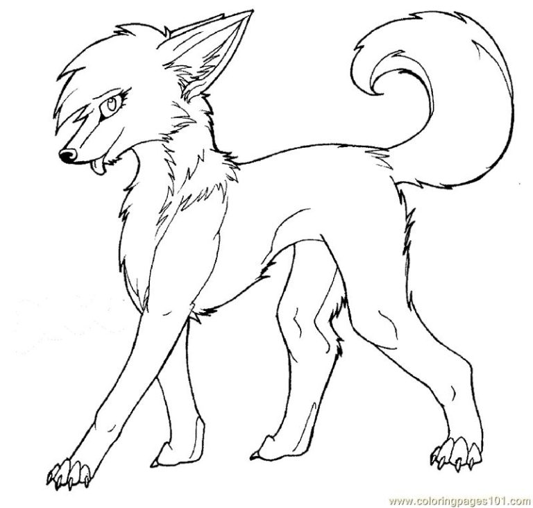 Anime Wolf Cute Cat Coloring Pages