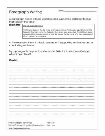 Printable 3rd Grade Paragraph Writing Worksheets