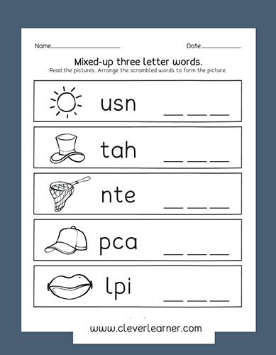 Kindergarten 3 Letter Words Worksheets Pdf