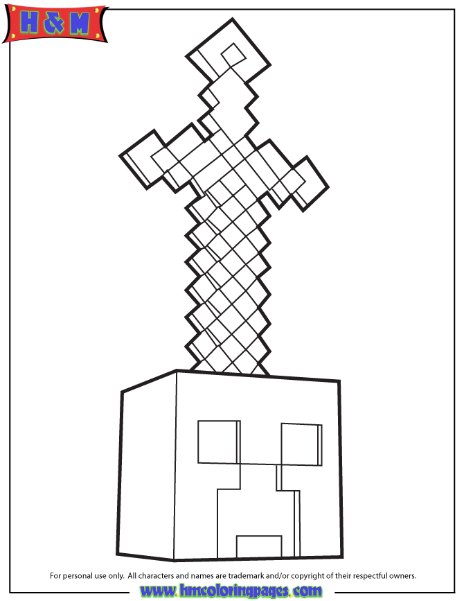 Sword Minecraft Diamond Printable Minecraft Coloring Pages