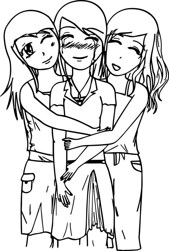 4 Friends Bff Friendship Cute Coloring Pages