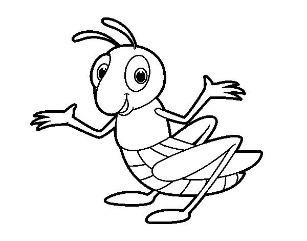 Cartoon Grasshopper Coloring Page