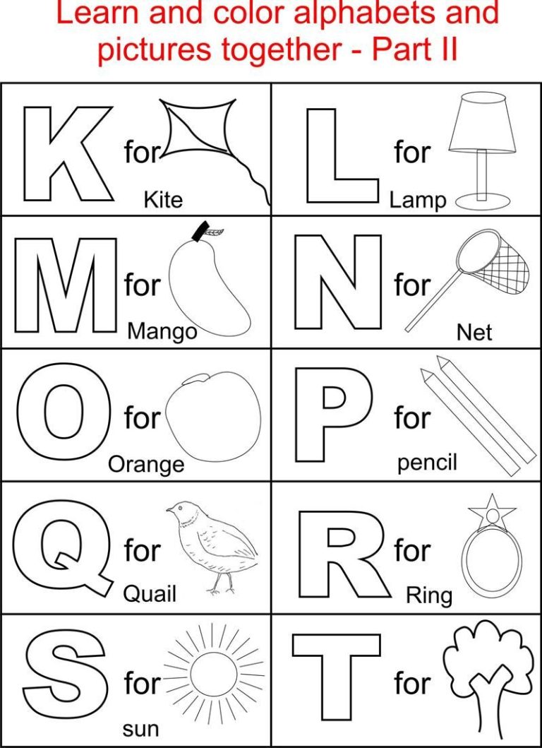 Alphabet Coloring Pages For 2 Year Olds