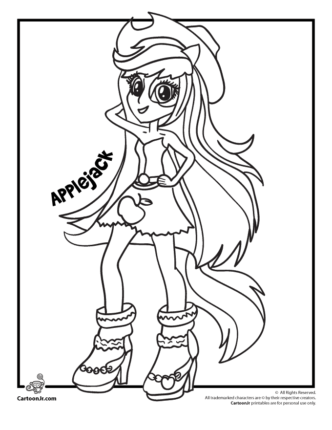 Applejack My Little Pony Human Coloring Pages
