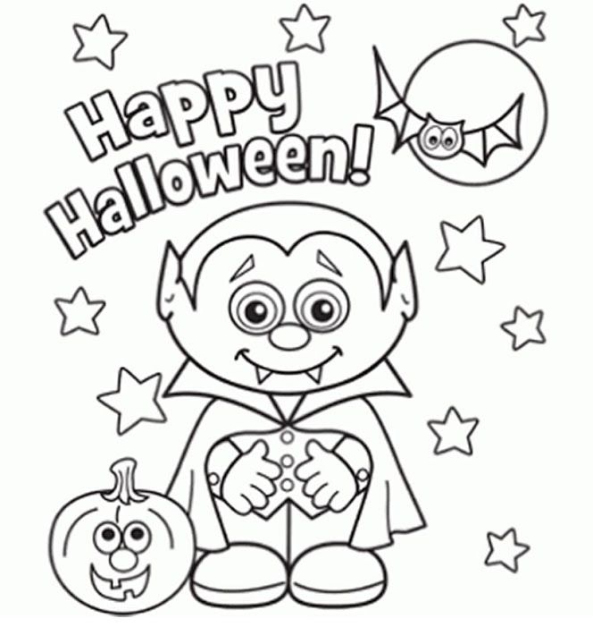 Adorable Easy Cute Halloween Coloring Pages