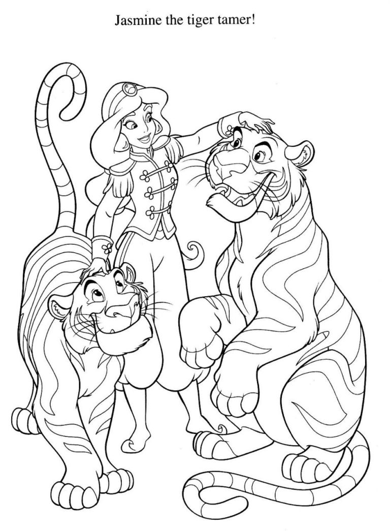 Aladdin Jasmine And Rajah Coloring Pages