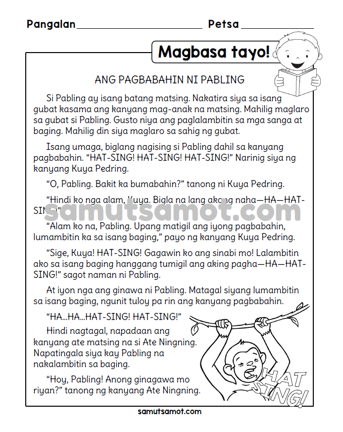 Magbasa Tayo Filipino Reading Comprehension Worksheets For Grade 5