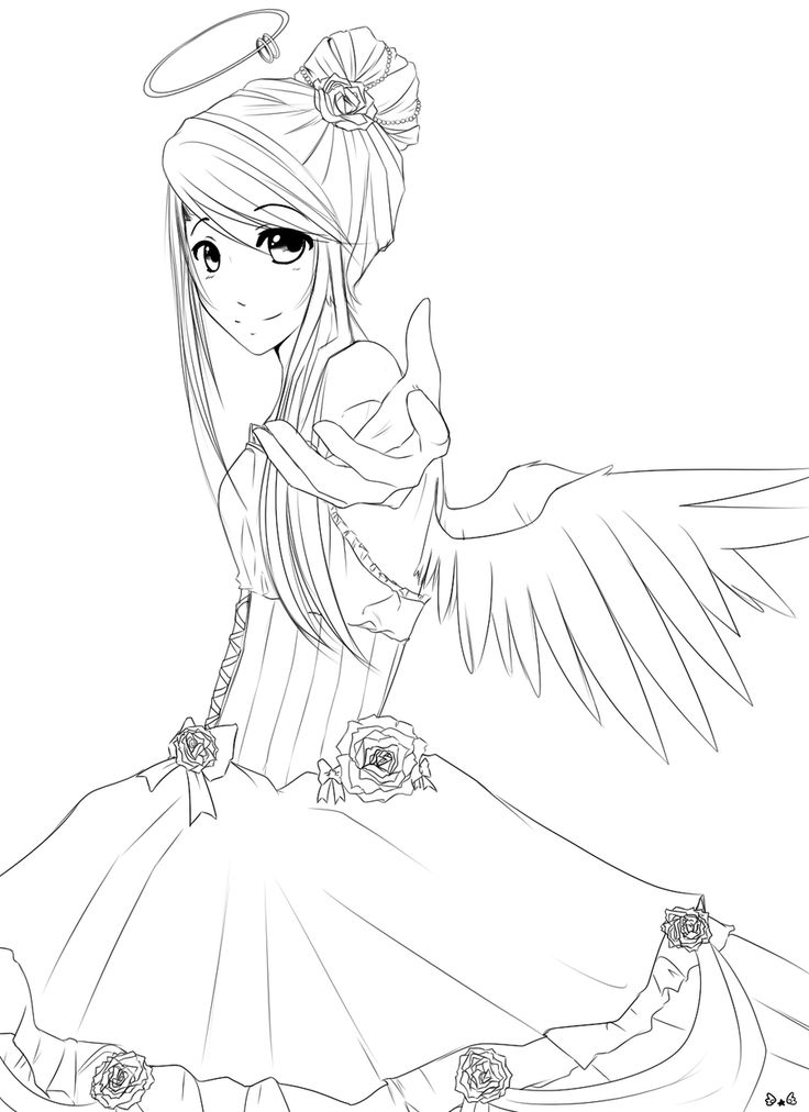 Angel Cute Anime Coloring Pages