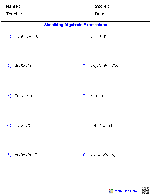 8th Grade Pre Algebra Worksheets With Answer Key