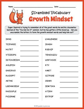 Printable Growth Mindset Worksheets Free