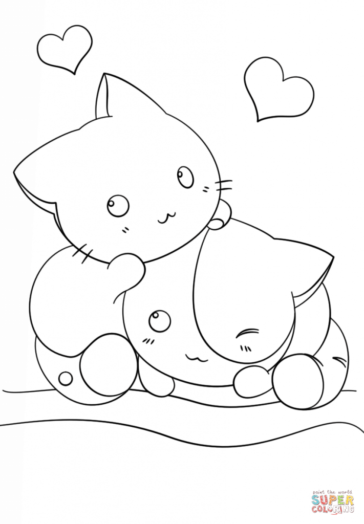 Anime Kawaii Cat Coloring Pages