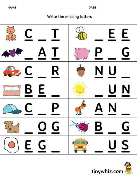 Kindergarten Three Letter Words Worksheets Pdf
