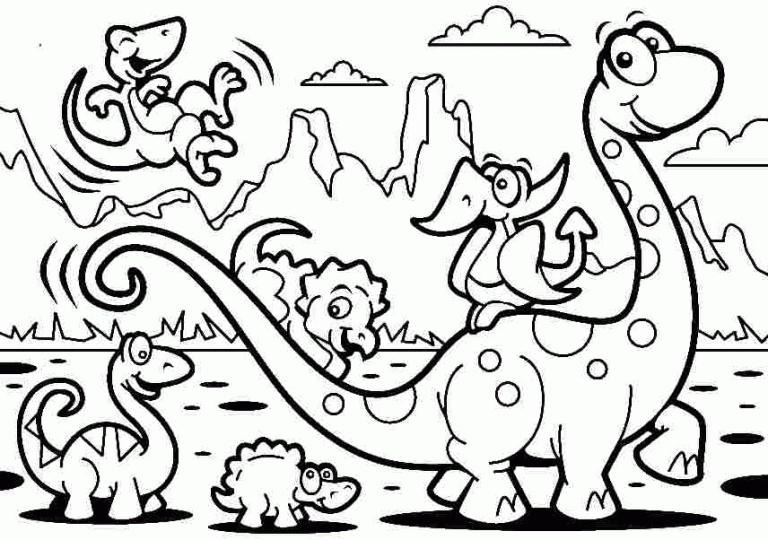 Simple Dinosaur Coloring Pages Free