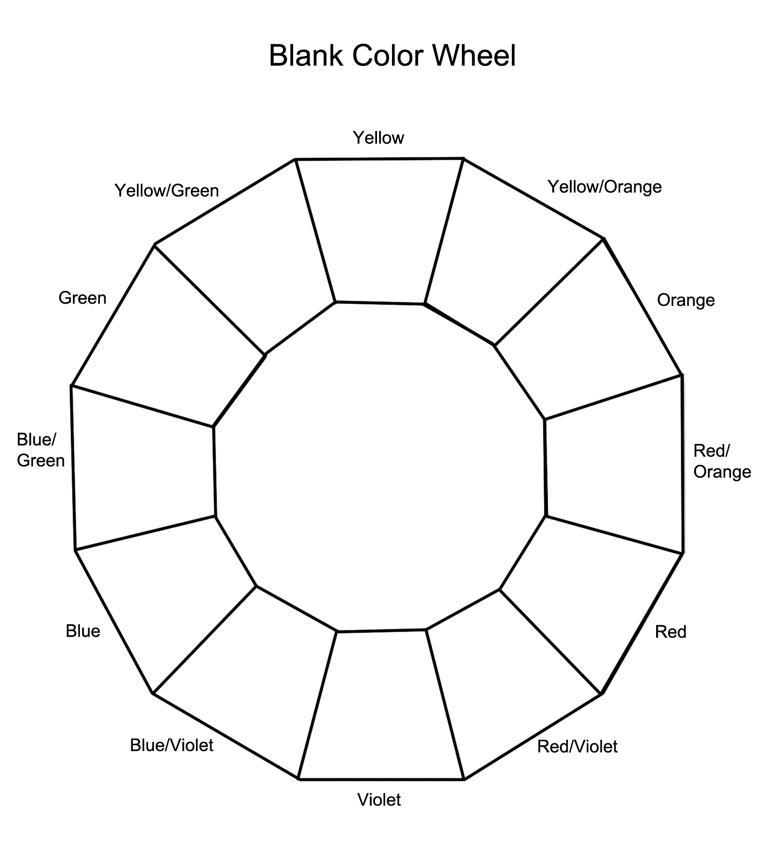 Blank Color Wheel Color wheel worksheet, Color wheel, Color wheel art